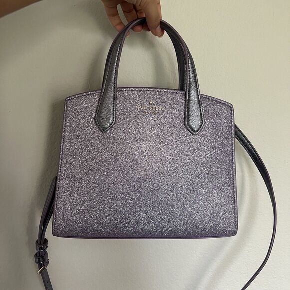 Kate Spade Lilac Frost Tinsel Glitter Fabric Satchel Crossbody Bag K9337 - Picture 1 of 6